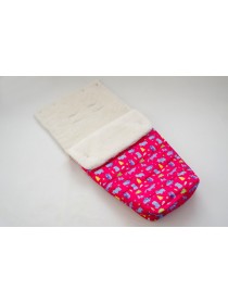 Конверт в прогулочную коляску (лес яр.розовый/мех)