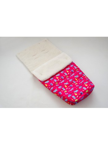 Конверт в прогулочную коляску (лес яр.розовый/мех)