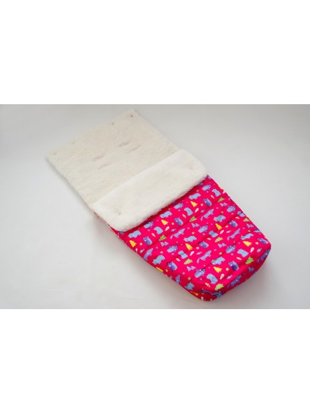 Конверт в прогулочную коляску (лес яр.розовый/мех)