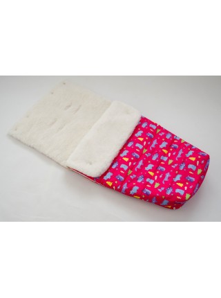 Конверт в прогулочную коляску (лес яр.розовый/мех)