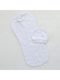 Пеленка-кокон на молнии и шапочка (белый)