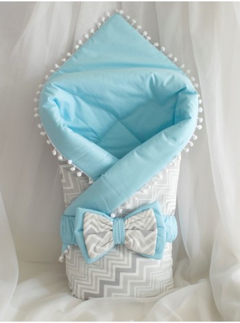 Плед-конверт Зигзаг голубой