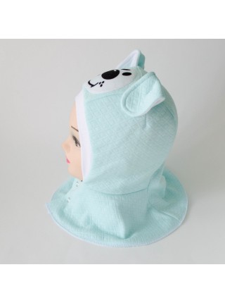 Шапка-шлем Собачка мятный/белый