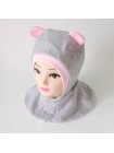 Шапка-шлем Ушки серый/розовый