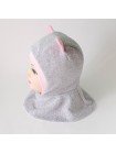 Шапка-шлем Ушки серый/розовый