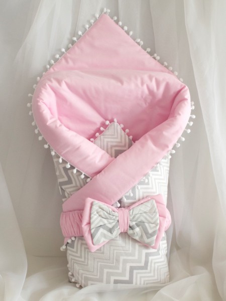 Плед-конверт Зигзаг розовый