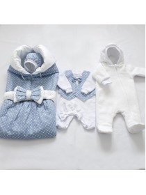 Комплект с комбинезоном "Голубой в горошек"