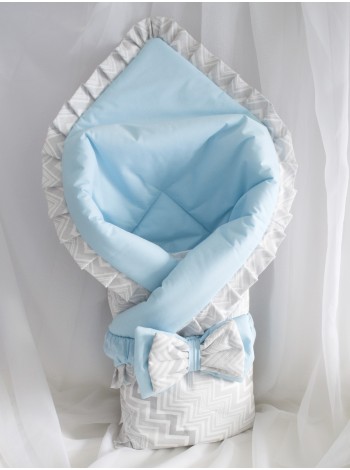 Плед-конверт Зигзаг голубой рюши