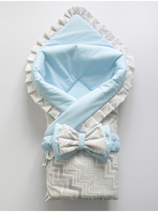 Плед-конверт Зигзаг голубой рюши