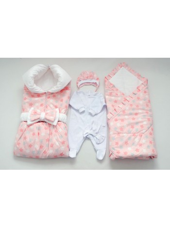 Комплект с пледом Звездочки розовый