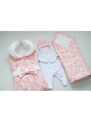 Комплект с пледом Звездочки розовый