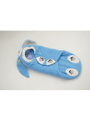 Конверт-кокон Зайка бирюзовый/белый
