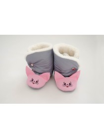 Сапожки-зверята "Котик" серый/розовый
