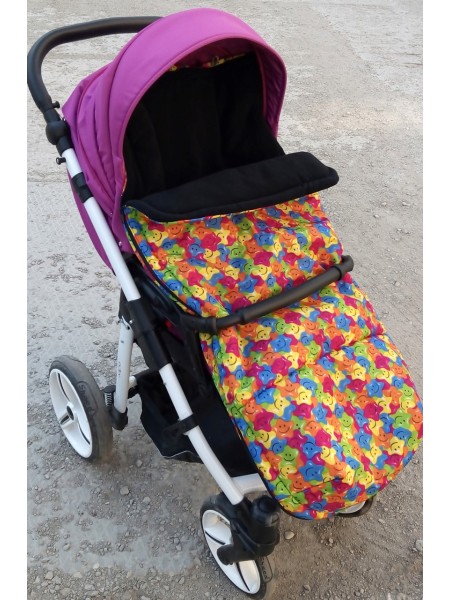 Конверт в прогулочную коляску (звезды улыбаются/черный)