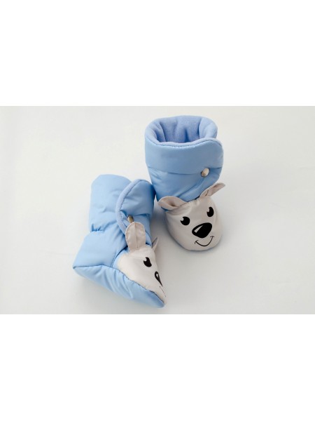 Сапожки-зверята Мишка голубой/бежевый