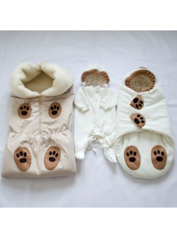 Комплект зимний Белый мишка на овчине