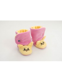 Сапожки-зверята "Котик" розовый/желтый