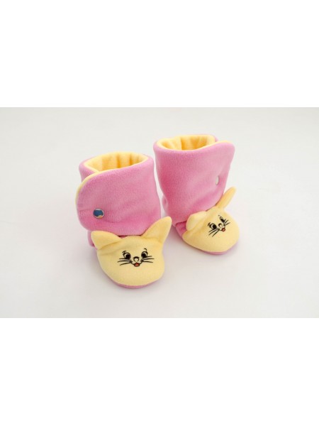Сапожки-зверята Котик розовый/желтый