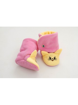Сапожки-зверята Котик розовый/желтый