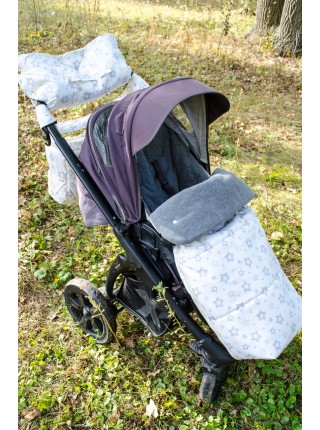Конверт в прогулочную коляску (молочный со звездами/серый)
