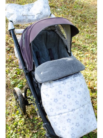 Конверт в прогулочную коляску (молочный со звездами/серый)
