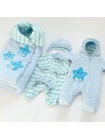 Комплект с комбинезоном Пуговки голубой велюр