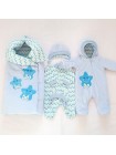 Комплект с комбинезоном Пуговки голубой велюр