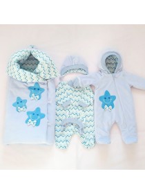 Комплект с комбинезоном "Пуговки" голубой велюр