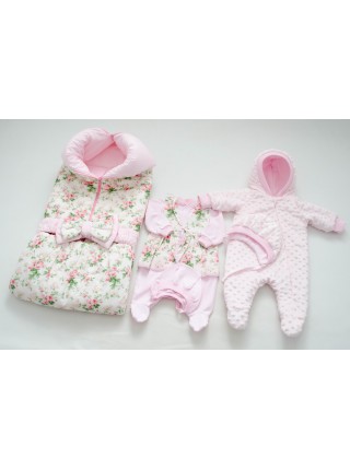 Комплект с комбинезоном Сливочная нежность розовый