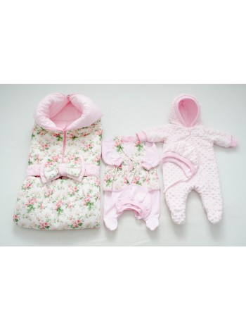 Комплект с комбинезоном Сливочная нежность розовый