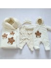 Комплект с комбинезоном Пуговки молочный велюр