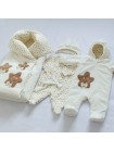 Комплект с комбинезоном Пуговки молочный велюр