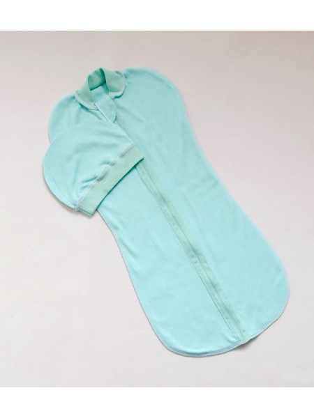 Пеленка-кокон на молнии и шапочка (мятный)