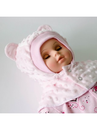 Шапка-шлем Ушки розовый плюш