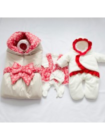 Комплект с комбинезоном "Снежинки" бежевый зимний