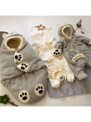 Комплект зимний Мишка серый меланж на овчине