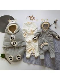 Комплект зимний "Мишка" серый меланж на овчине