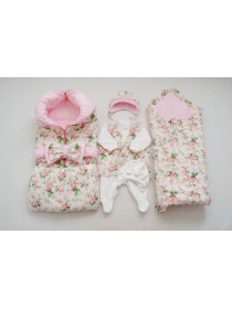 Комплект с пледом "Сливочная нежность" с розовым