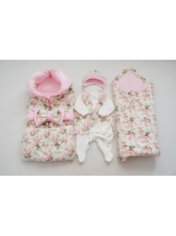 Комплект с пледом Сливочная нежность с розовым