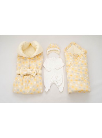 Комплект с пледом Звездочки желтый