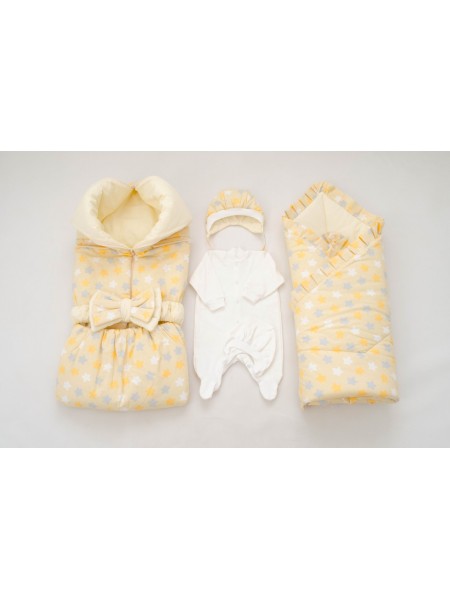 Комплект с пледом Звездочки желтый