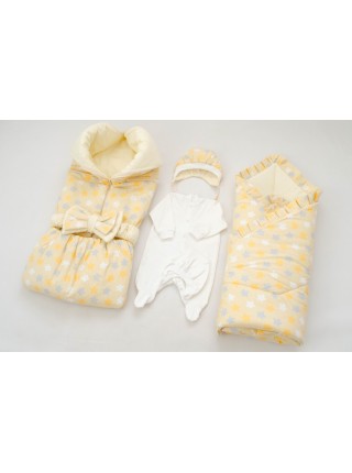 Комплект с пледом Звездочки желтый