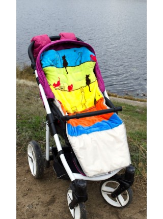 Конверт в прогулочную коляску (бежевый/котики)