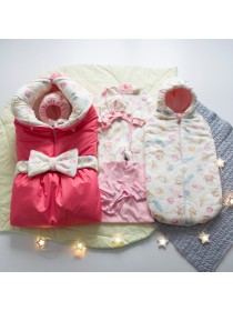 Комплект с коконом "Сладкие зайки" коралл