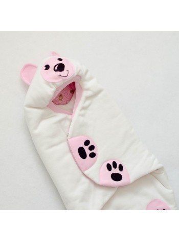 Конверт-кокон Мишка молочный/розовый