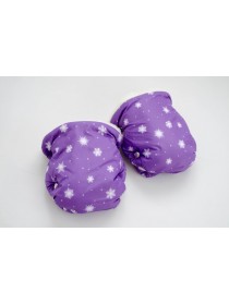 Муфты-рукавицы для коляски на овчине (снежинки на фиолетовом)