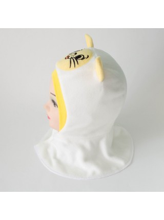 Шапка-шлем Кошечка молочный/желтый