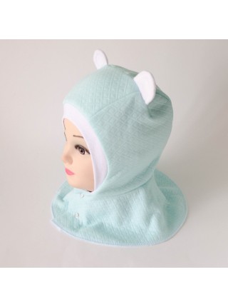 Шапка-шлем Ушки мятный/белый