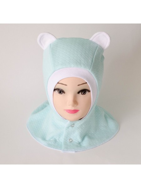 Шапка-шлем Ушки мятный/белый