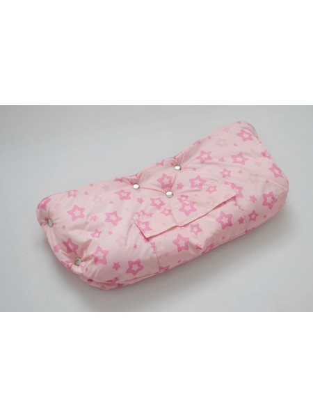 Муфта для коляски на флисе  (розовый со звездами)